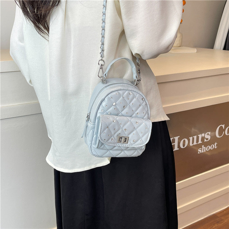 Quilted Mini Backpack with Rhinestone Accents Acalora