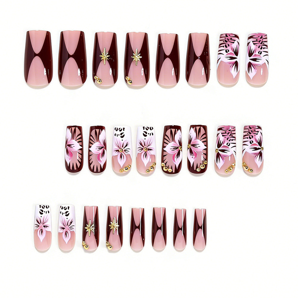 Floral-Accented Stiletto Press-On Nails Acalora
