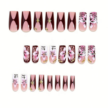 Floral-Accented Stiletto Press-On Nails Acalora