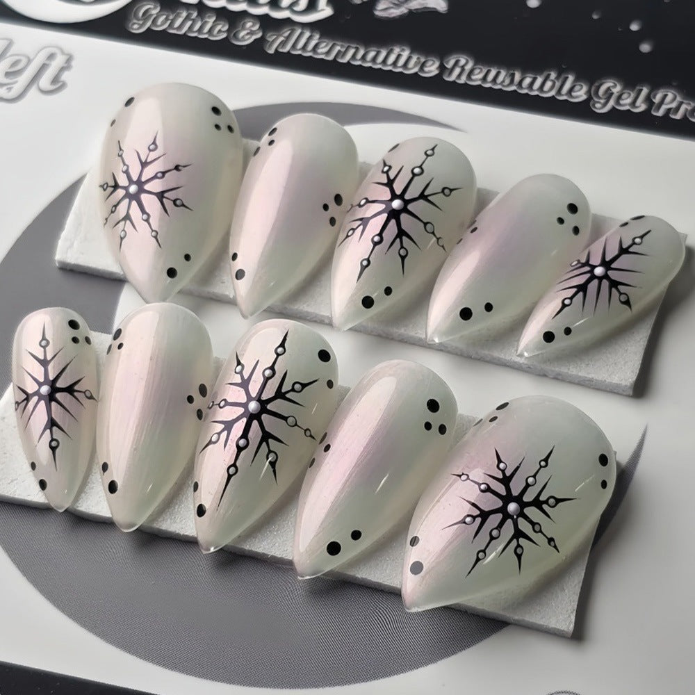 Artificial nail set with snowflake pattern Acalora
