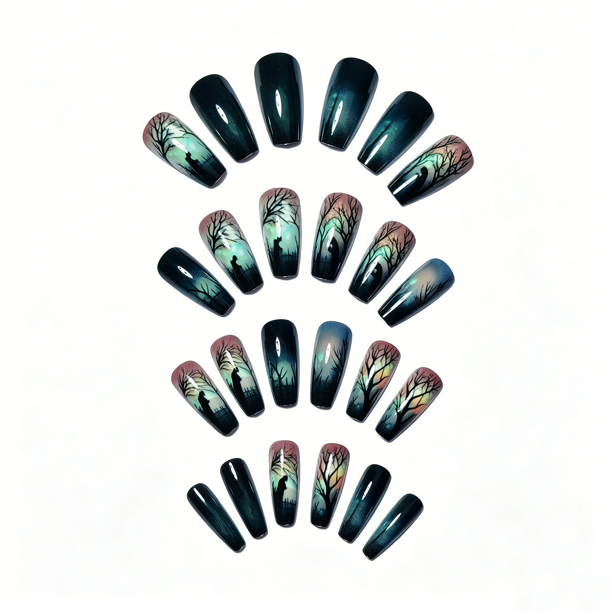 Artistic Night Scene Nail Art Acalora
