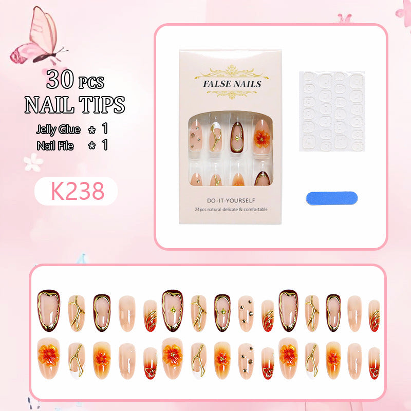 Nail art set with floral accents and glitter elements Acalora