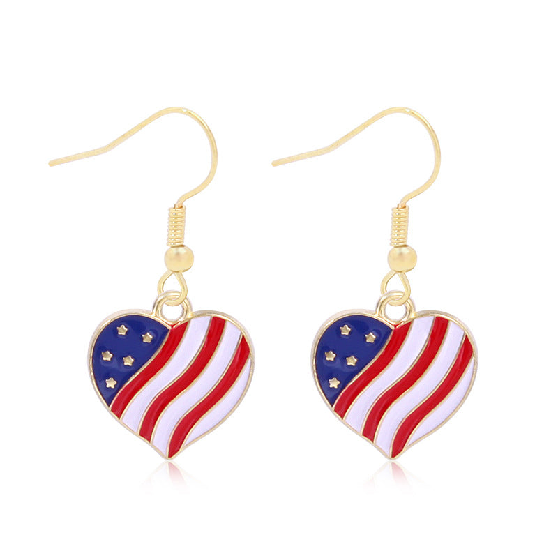 Women's lightweight star earrings with enamel flag design and fishhook Kalsten