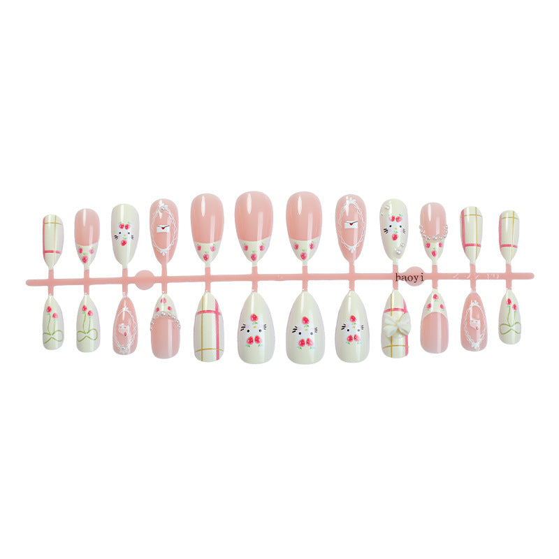Decorative Press-On Nail Set with Floral and Whimsical Designs Acalora