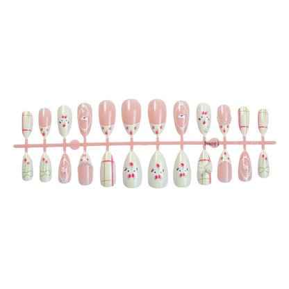 Decorative Press-On Nail Set with Floral and Whimsical Designs Acalora