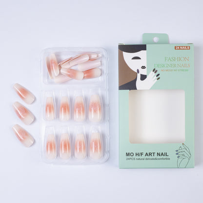 Trendy Artificial Nails with Ombre Effect and Butterfly Designs Acalora