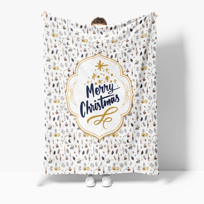 Festive Holiday-Themed Fleece Throw Blanket