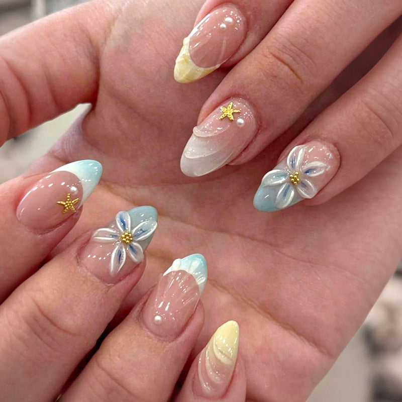 Premium Floral Art Press-On Nail Set Acalora