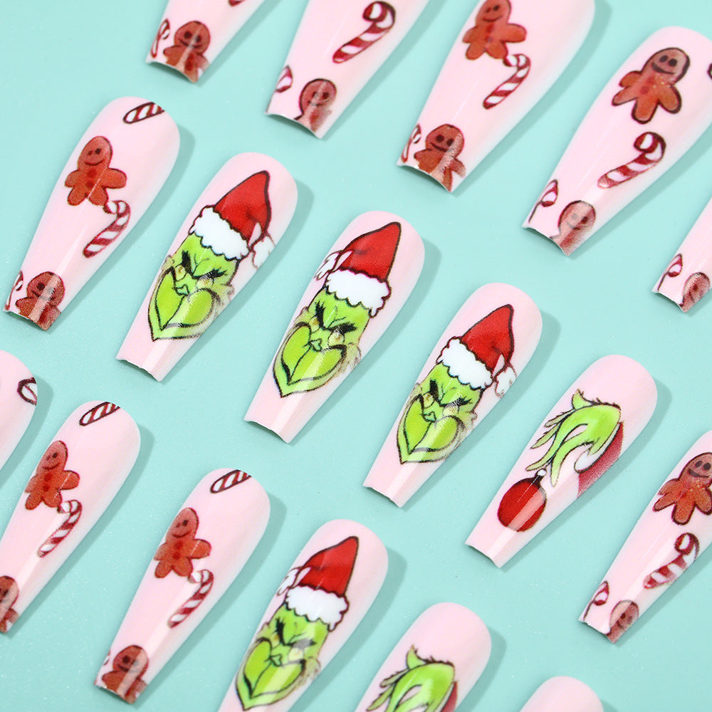 Artificial nail tips with festive Christmas designs Acalora