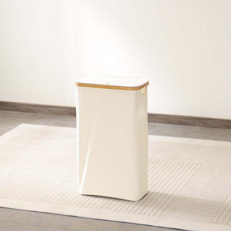 Elegant waste bin with bamboo lid Acalora