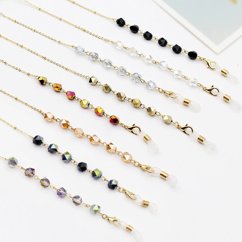 Crystal-Embellished Eyewear Chain Acalora