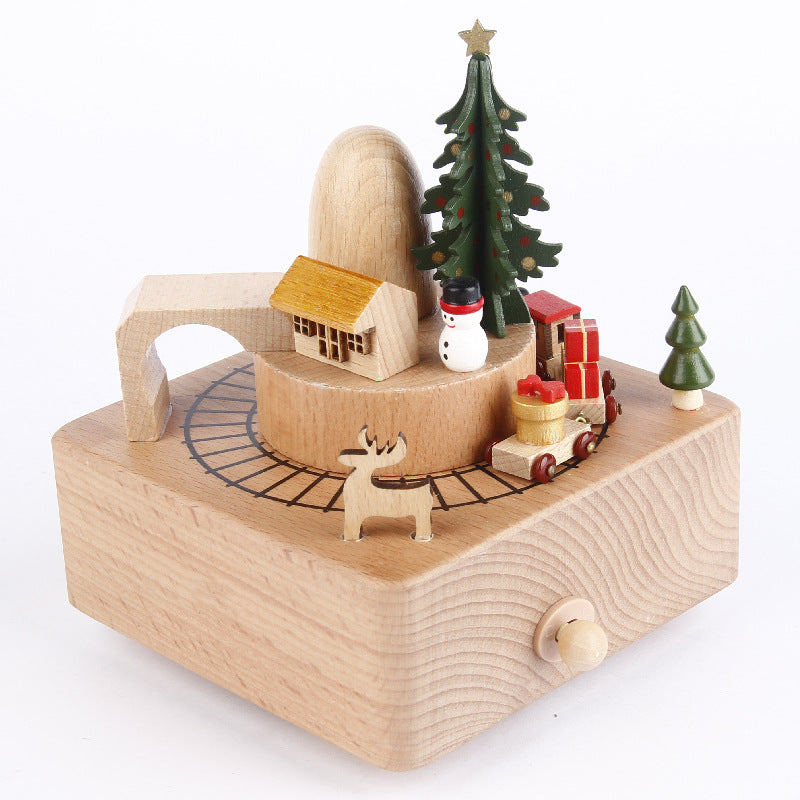 Handmade rotating wooden music boxes