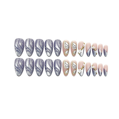 Artificial nails with elegant leaf look and floral design Acalora