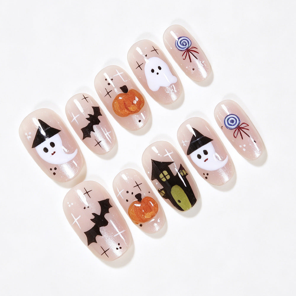 Halloween-Themed Artistic Press-On Nail Set Acalora
