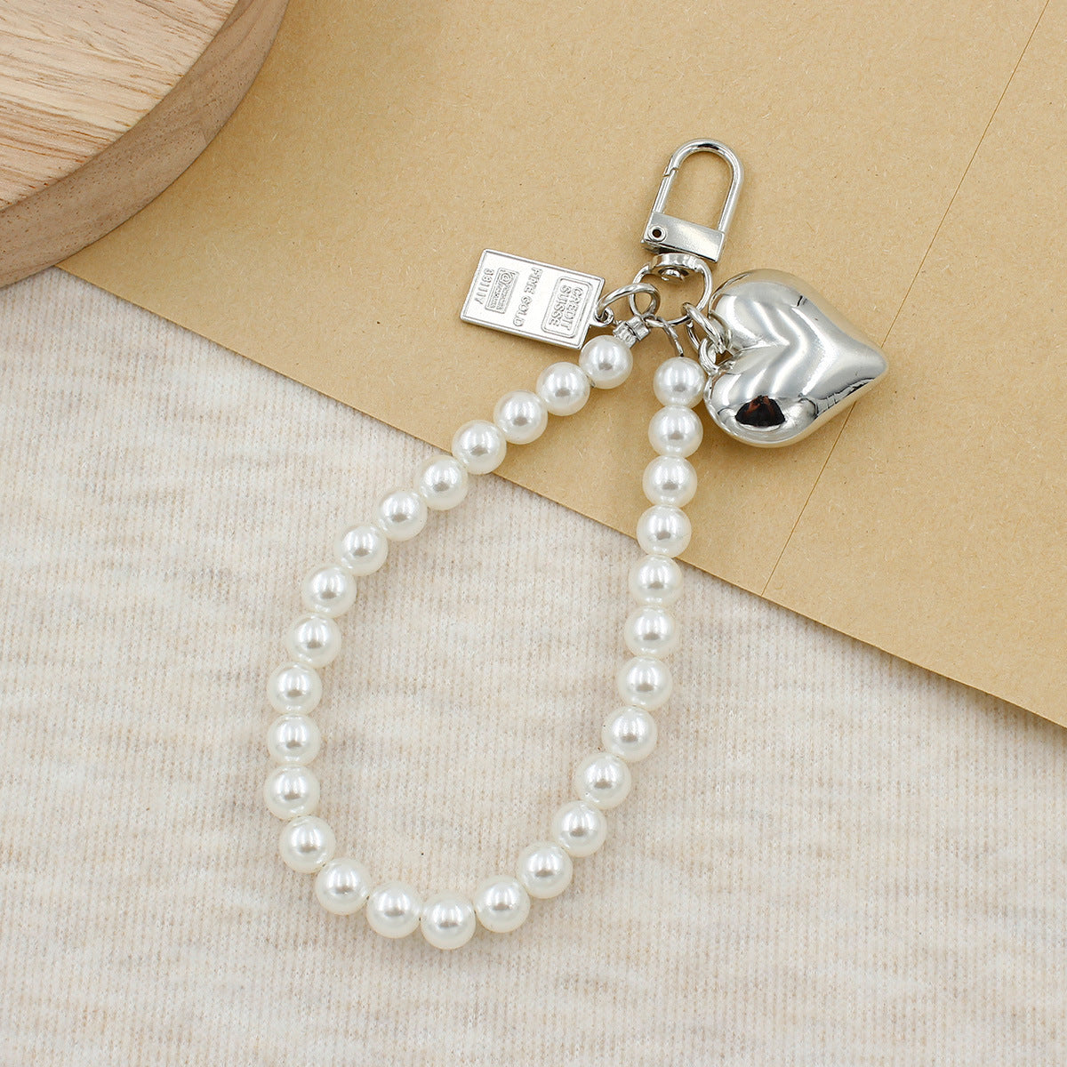 Elegant Pearl Beaded Keychain Acalora