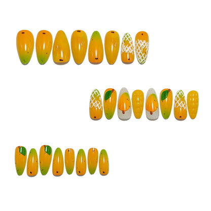 Artificial nails with fruity mango design Acalora
