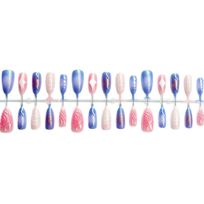 Decorative Press-On Nail Art Set with Iridescent and Abstract Designs Acalora