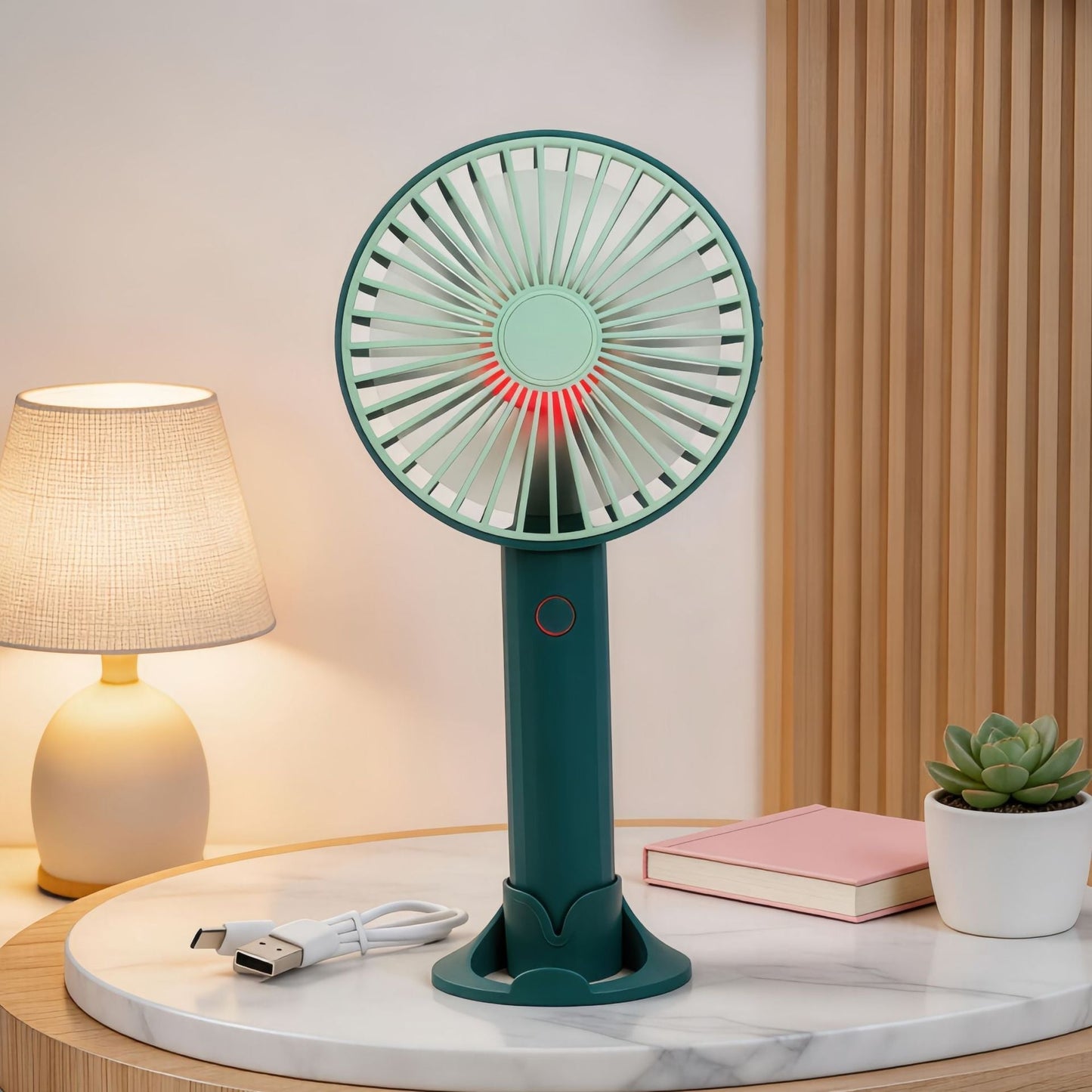 Women's Portable Handheld Fan with USB Charging Function and LED Lighting Karnz