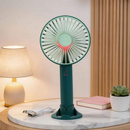 Women's Portable Handheld Fan with USB Charging Function and LED Lighting Karnz