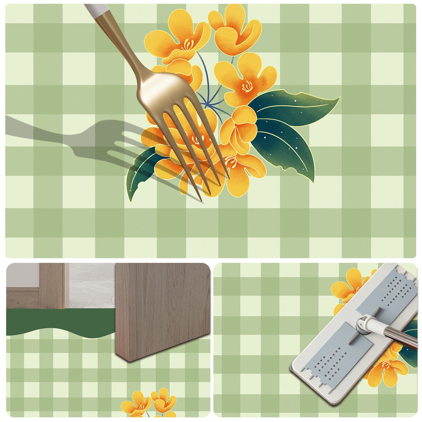 Stylish Floral Patterned Comfort Bath Mat Acalora