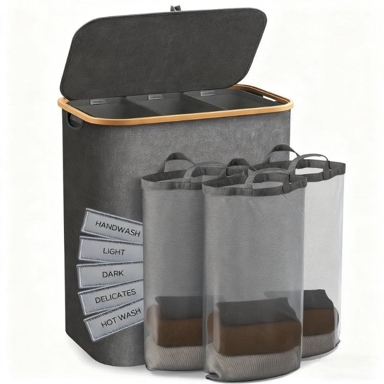 Laundry separation system with three compartments and removable inner pockets Acalora