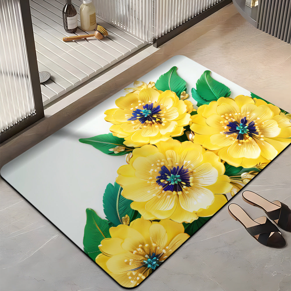 Floral-Themed Plush Bath Mat