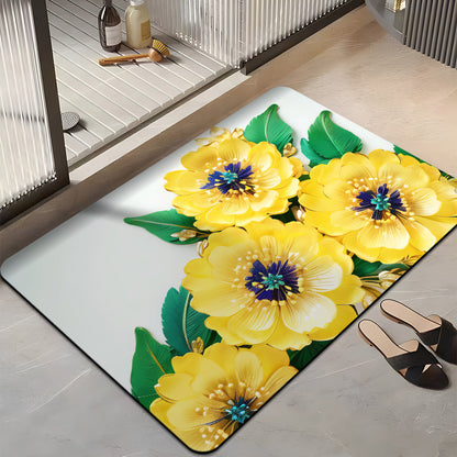 Floral-Themed Plush Bath Mat