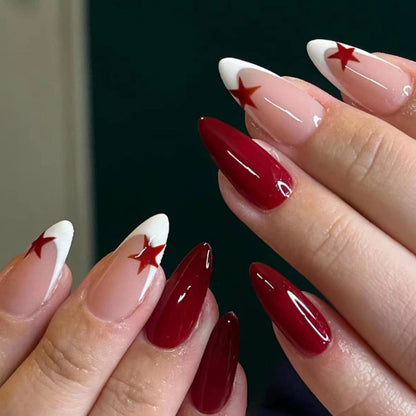 Premium Press-On Nail Set with Star and Glossy Design Acalora