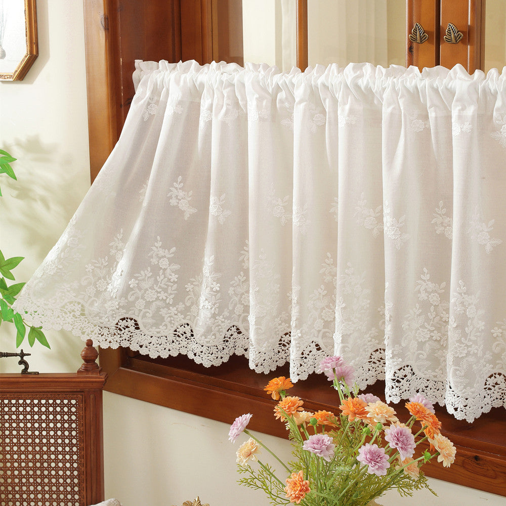 Embroidered Lace Kitchen Curtain