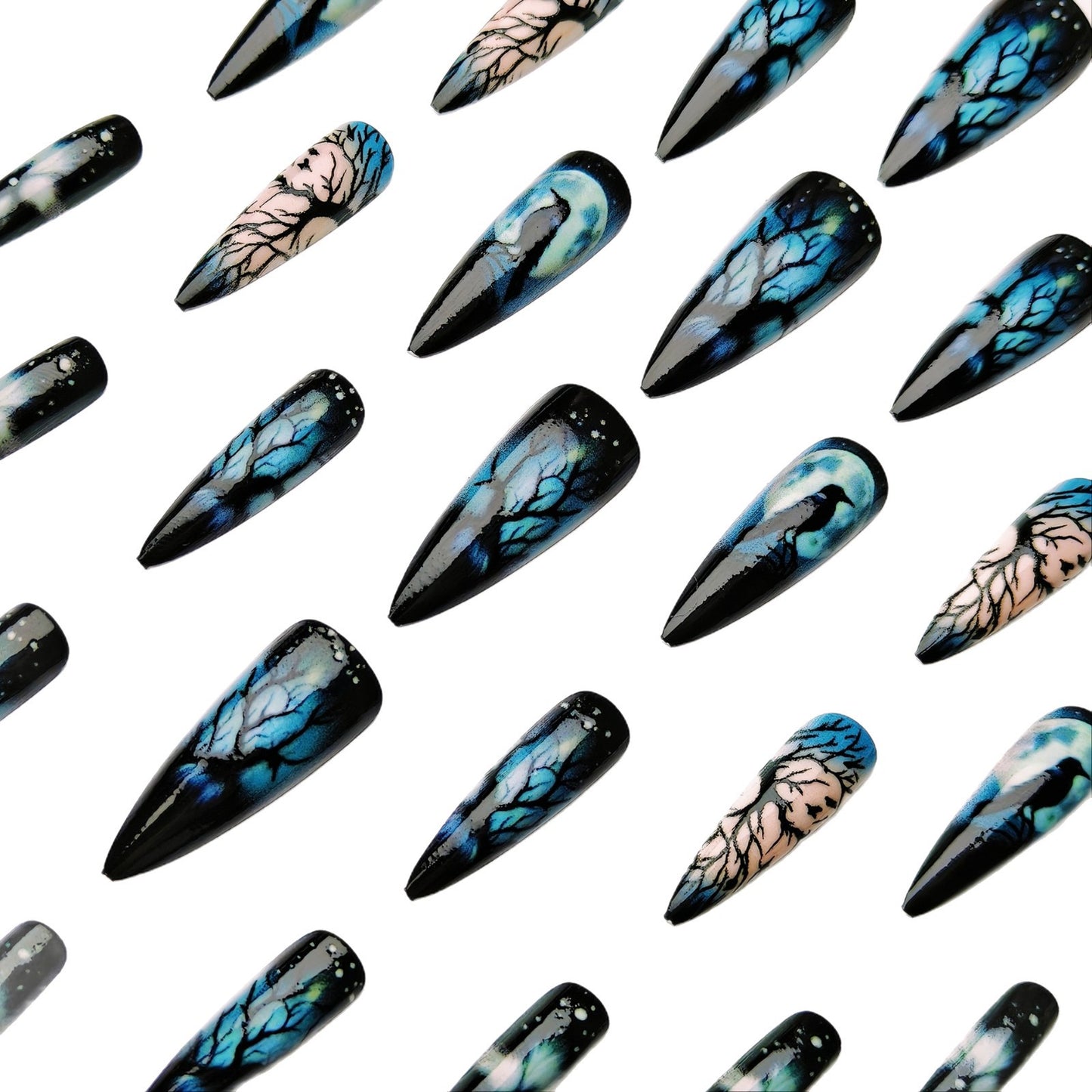 Artistic Midnight Theme Nail Art Acalora