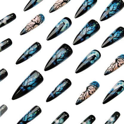 Artistic Midnight Theme Nail Art Acalora
