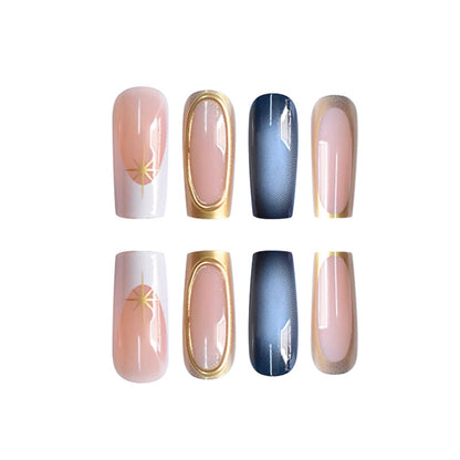 Premium Gradient Press-On Nails with Gold Accents Acalora
