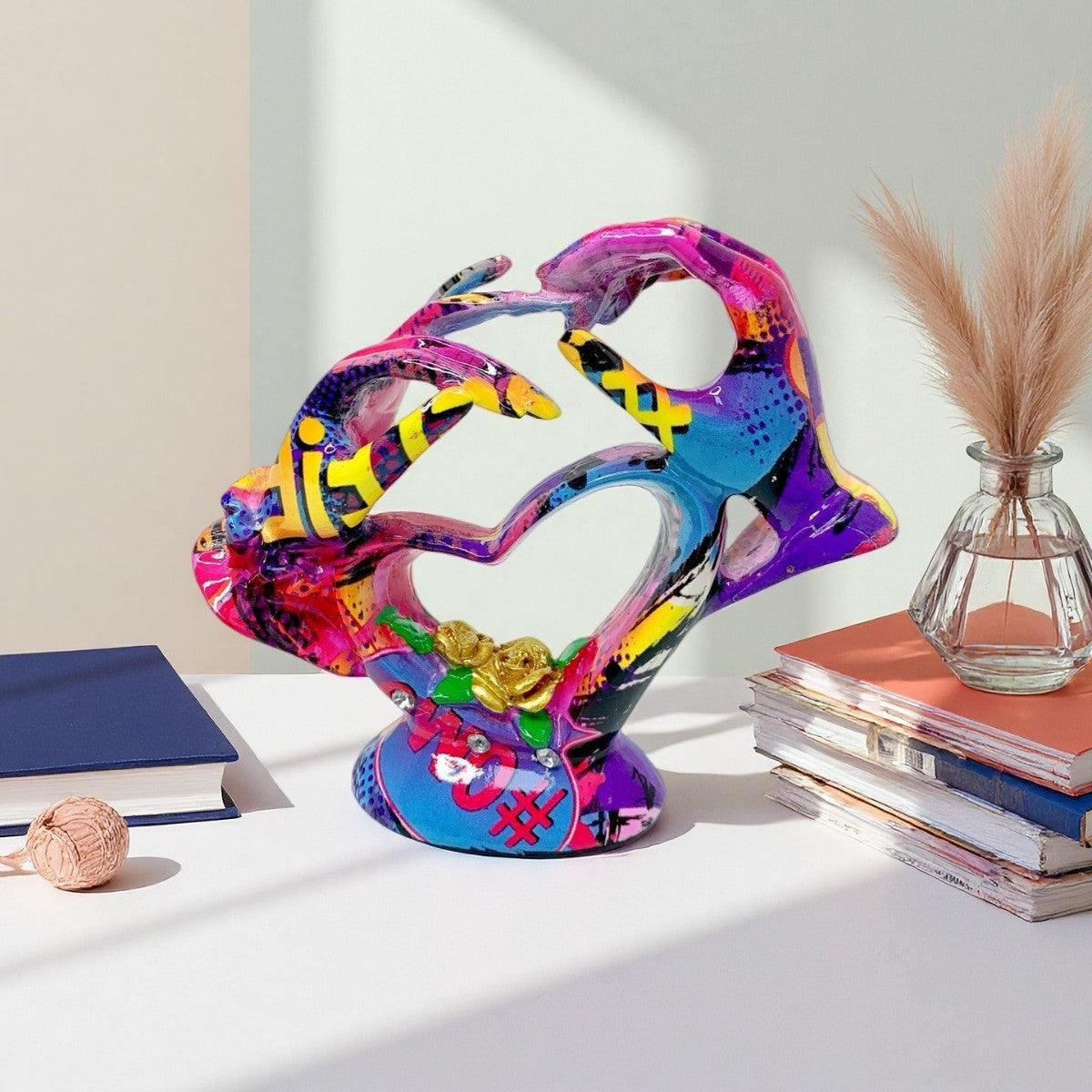 Artistic heart sculpture with intricate painting Acalora