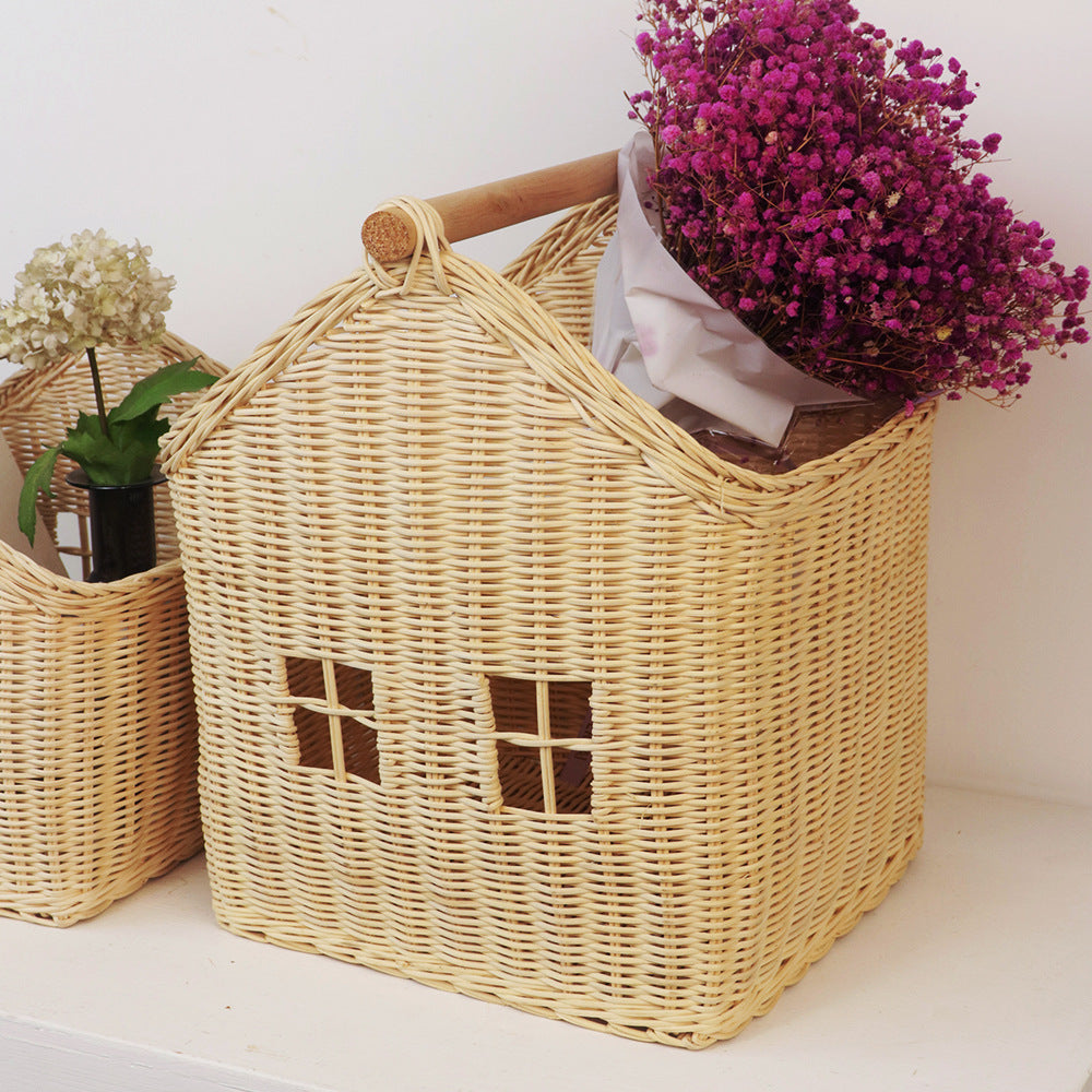 Woven House-Shaped Storage Basket Acalora