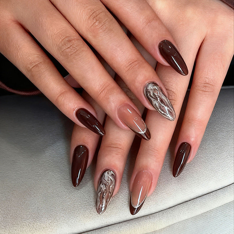 Luxurious Press-On Nail Set with Decorative Accents Acalora