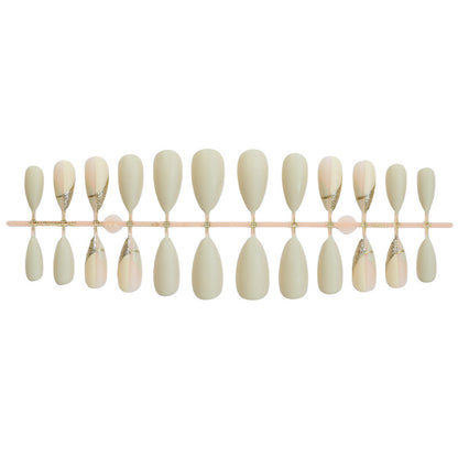 Elegant Press-On Nail Set with Artistic Gold Accents Acalora