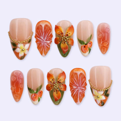 Floral Themed Press-On Nail Set Acalora