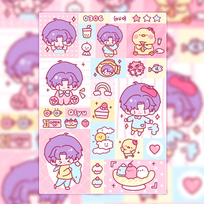 Cute Cartoon Style Sticker Sheet