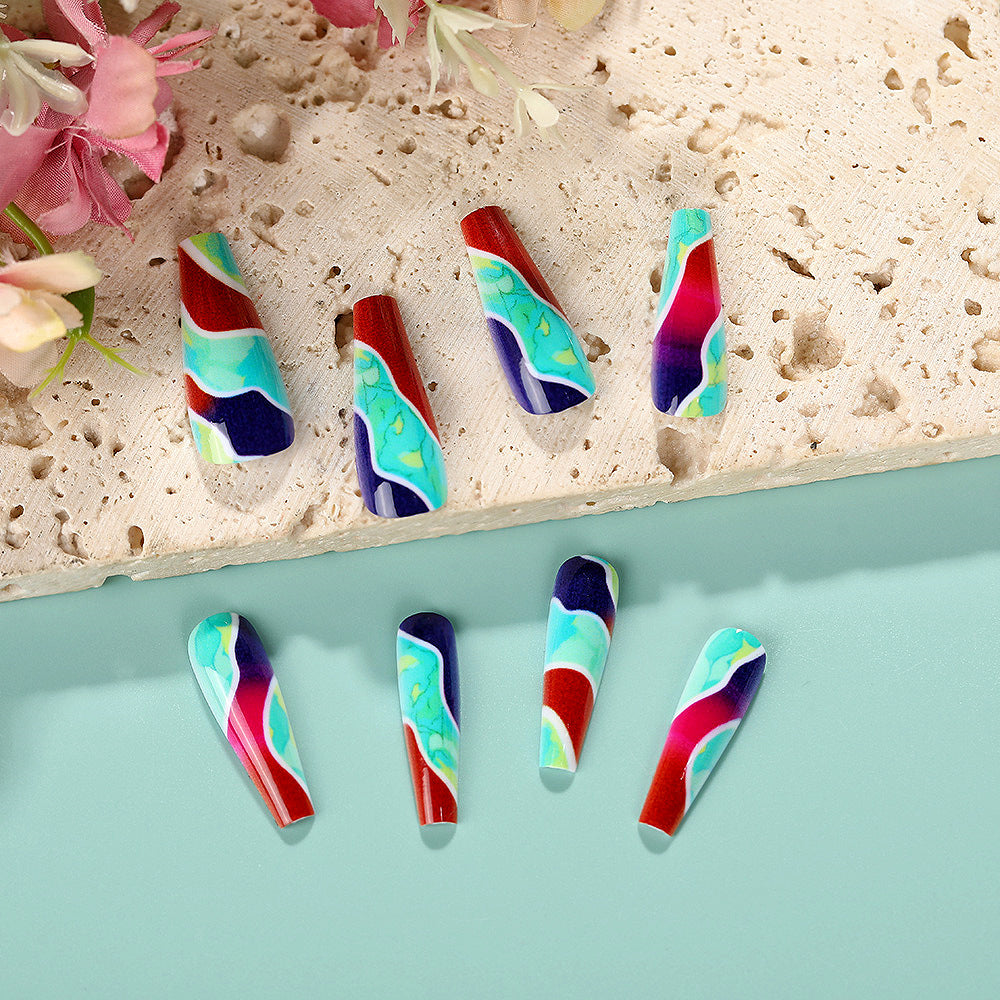 Artificial nails in modern marble pattern Acalora
