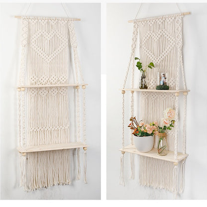 Macrame shelf with heart design Acalora