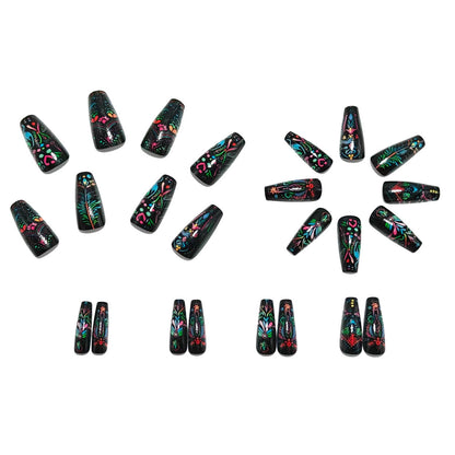 Art nails with delicate floral design and vibrant color plays Acalora