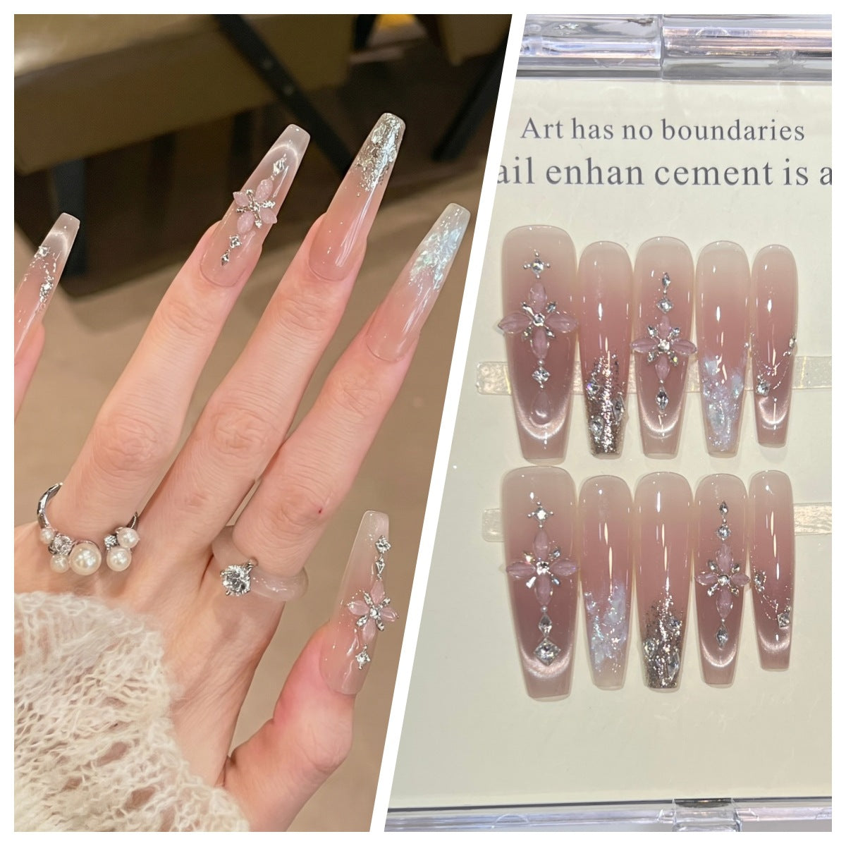 Artistic Stiletto Press-On Nail Set with Charming Patterns Acalora