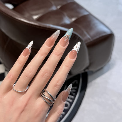 Elegant Stiletto Press-On Nail Set with Artistic Accents Acalora