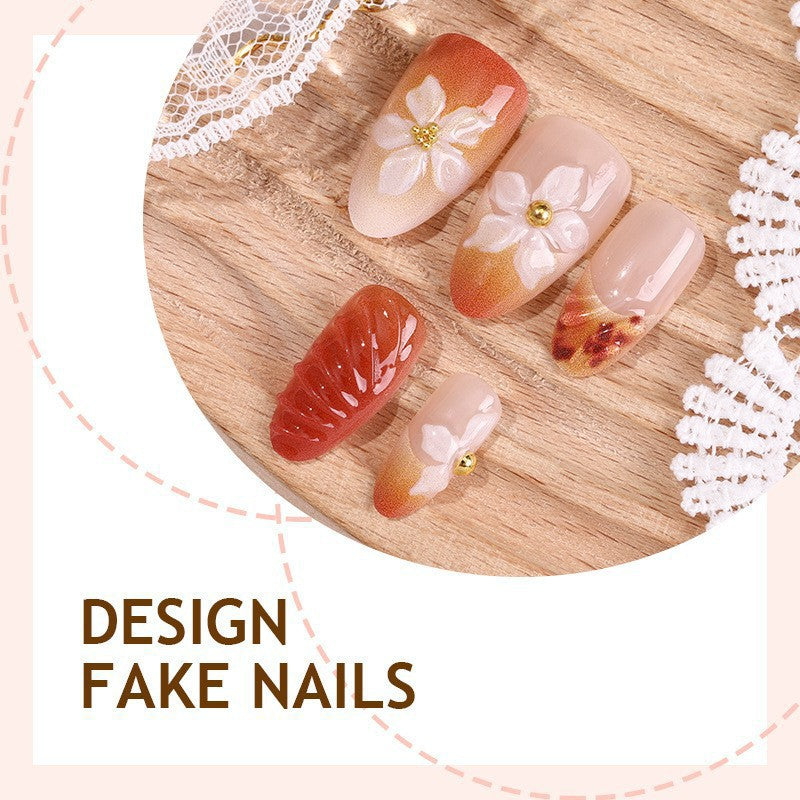 Artificial nail set with handcrafted flowers and elegant embellishments Acalora