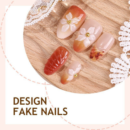 Artificial nail set with handcrafted flowers and elegant embellishments Acalora