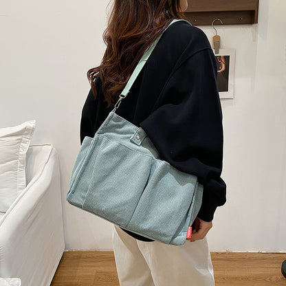 Corduroy Multi-Pocket Tote Bag Acalora