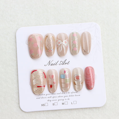 Decorative Press-On Nail Art Set with Artistic Designs Acalora
