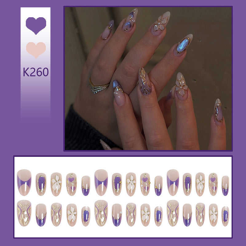 Artificial nail set with elegant flower and glitter details Acalora