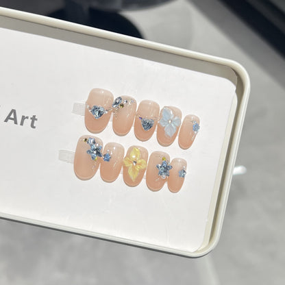 Artistic Floral Press-On Nail Tips Acalora