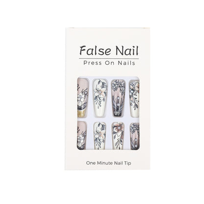 Art Nail Set with Artistic Floral Decorations Acalora